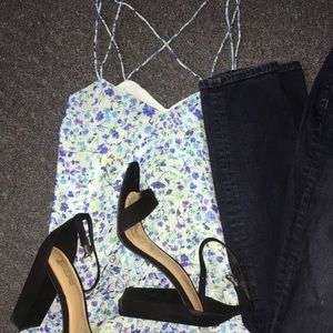 Light blue flower swing tank with cross straps